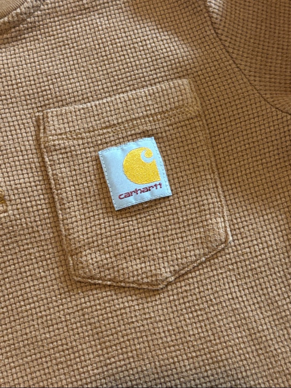 Carhartt Kids Long-Sleeve Waffle Henley in Caramel Brown - Picture 4 of 7